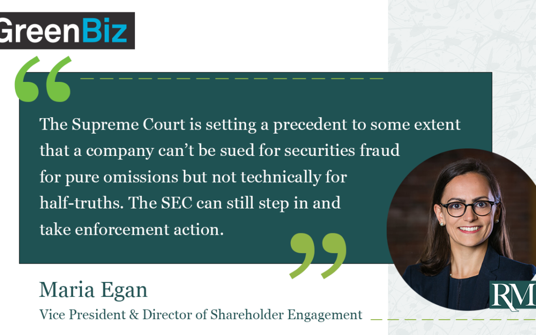 Maria Egan quoted in GreenBiz